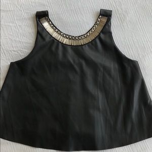 Faux leather black top
